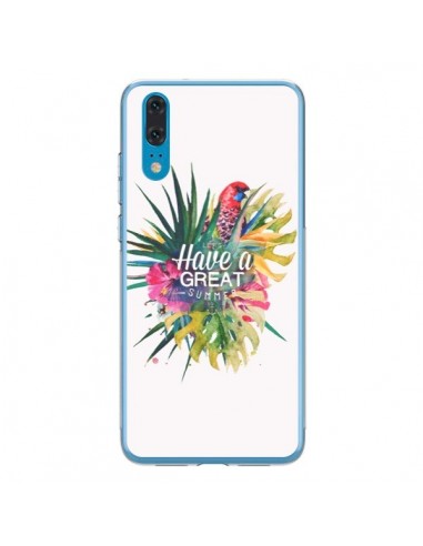 Coque Huawei P20 Have a great summer Ete Perroquet Parrot - Eleaxart