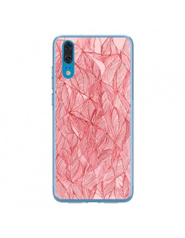 Coque Huawei P20 Courbes Meandre Rouge Cerise -  Léa Clément