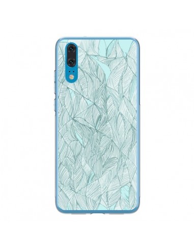 Coque Huawei P20 Courbes Meandre Bleu Vert Nuageux -  Léa Clément