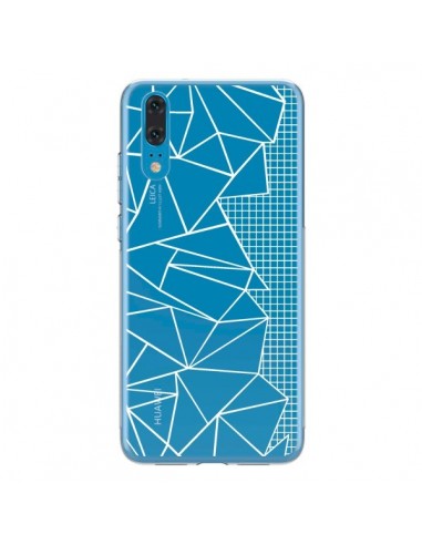 Coque Huawei P20 Lignes Grilles Side Grid Abstract Blanc Transparente - Project M