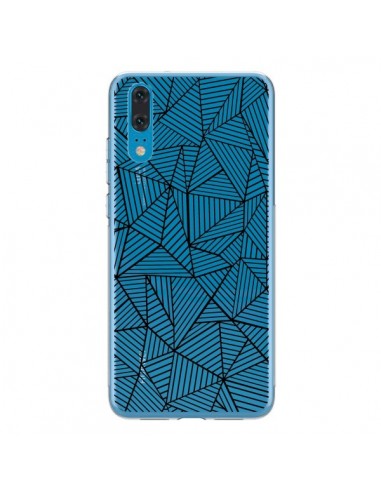 Coque Huawei P20 Lignes Grilles Triangles Full Grid Abstract Noir Transparente - Project M