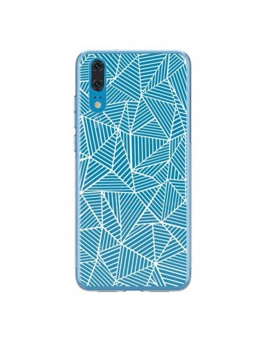 Coque Huawei P20 Lignes Grilles Triangles Full Grid Abstract Blanc Transparente - Project M