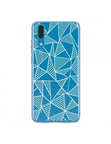 Coque Huawei P20 Lignes Grilles Triangles Grid Abstract Blanc Transparente - Project M