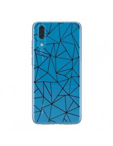 Coque Huawei P20 Lignes Triangles Grid Abstract Noir Transparente - Project M