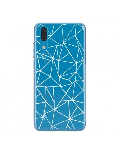 Coque Huawei P20 Lignes Triangles Grid Abstract Blanc Transparente - Project M