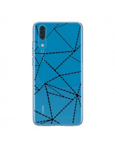 Coque Huawei P20 Lignes Points Abstract Noir Transparente...