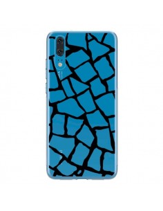 Coque Huawei P20 Girafe Mosaïque Noir Transparente -...