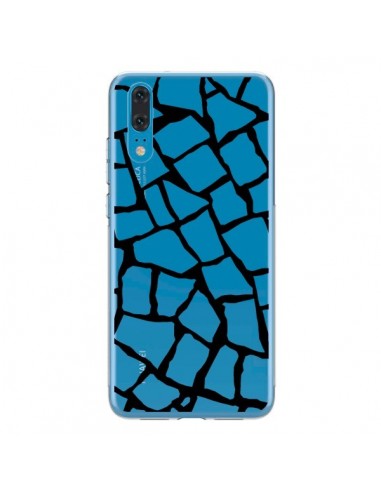 Coque Huawei P20 Girafe Mosaïque Noir Transparente - Project M