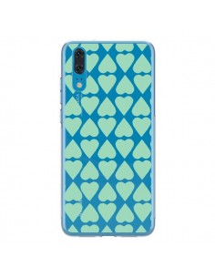 Coque Huawei P20 Coeurs Heart Mint Bleu Vert Transparente...