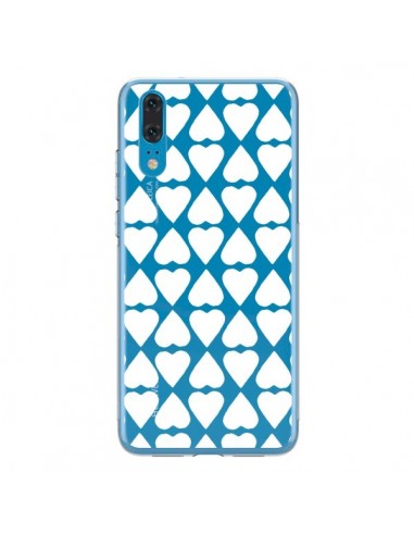 Coque Huawei P20 Coeurs Heart Blanc Transparente - Project M