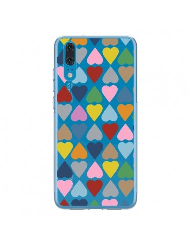 Coque Huawei P20 Coeurs Heart Couleur Transparente - Project M