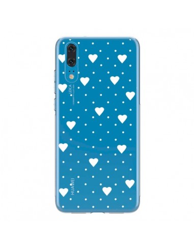 Coque Huawei P20 Point Coeur Blanc Pin Point Heart Transparente - Project M