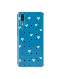 Coque Huawei P20 Point Coeur Mint Bleu Vert Pin Point...