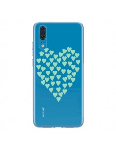 Coque Huawei P20 Coeurs Heart Love Mint Bleu Vert...