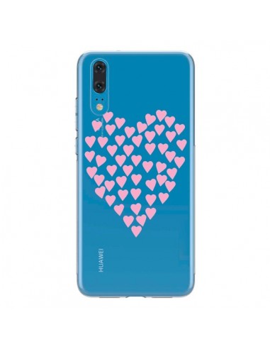 Coque Huawei P20 Coeurs Heart Love Rose Pink Transparente - Project M