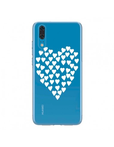 Coque Huawei P20 Coeurs Heart Love Blanc Transparente - Project M