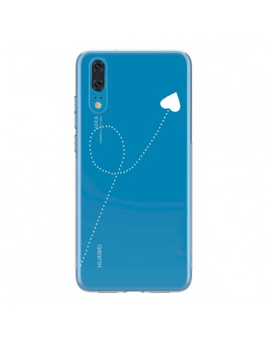 Coque Huawei P20 Travel to your Heart Blanc Voyage Coeur Transparente - Project M