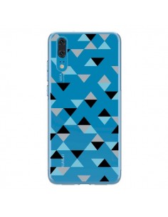 Coque Huawei P20 Triangles Ice Blue Bleu Noir...