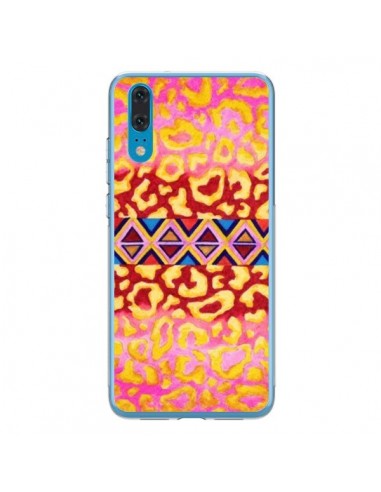 Coque Huawei P20 Tribal Leopard Rose - Ebi...