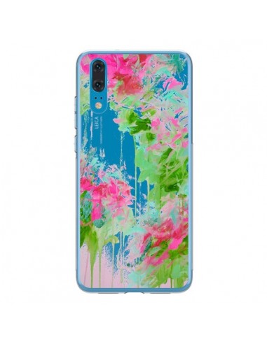 Coque Huawei P20 Fleur Flower Rose Vert Transparente - Ebi Emporium