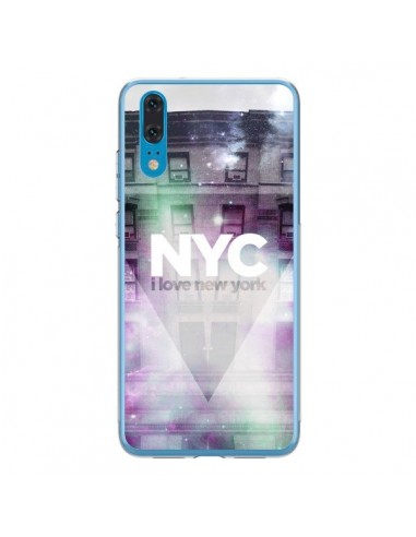 Coque Huawei P20 I Love New York City Violet Vert - Javier Martinez