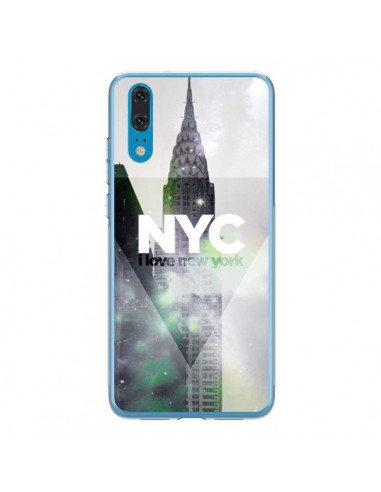 Coque Huawei P20 I Love New York City Gris Violet Vert - Javier Martinez