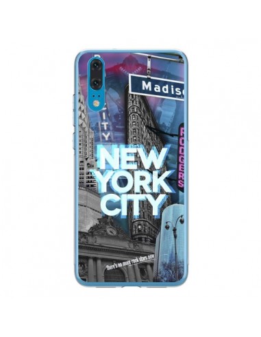 Coque Huawei P20 New York City Buildings Bleu - Javier Martinez