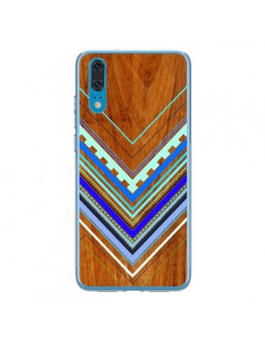 Coque Huawei P20 Azteque Arbutus Blue Bois Aztec Tribal - Jenny Mhairi