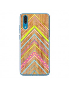 Coque Huawei P20 Wooden Chevron Pink Bois Azteque Aztec...