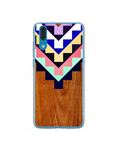 Coque Huawei P20 Wooden Tribal Bois Azteque Aztec Tribal - Jenny Mhairi