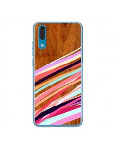 Coque Huawei P20 Wooden Waves Coral Bois Azteque Aztec...