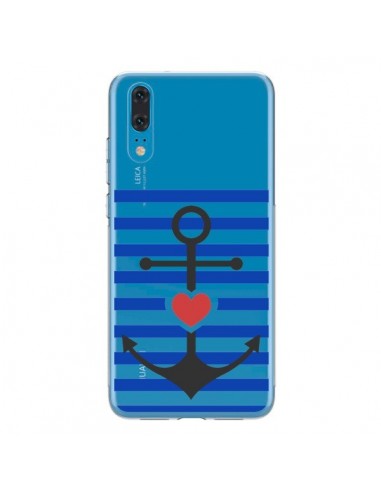 Coque Huawei P20 Mariniere Ancre Marin Coeur Transparente - Jonathan Perez