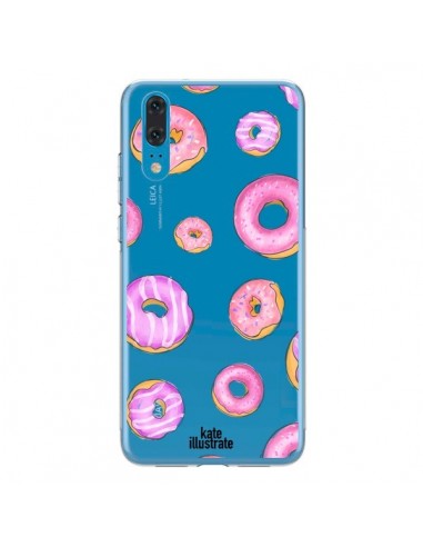 Coque Huawei P20 Pink Donuts Rose Transparente - kateillustrate