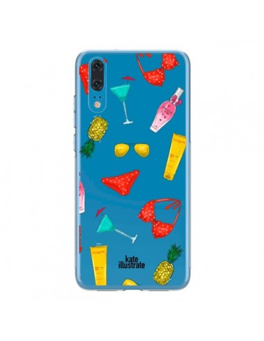 Coque Huawei P20 Summer Essentials Ete Essentiel Transparente - kateillustrate