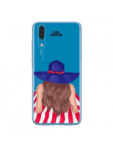 Coque Huawei P20 Beah Girl Fille Plage Transparente - kateillustrate