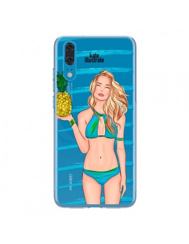 Coque Huawei P20 Malibu Ananas Plage Ete Bleu Transparente - kateillustrate