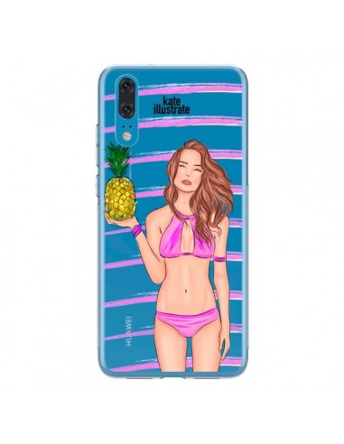 Coque Huawei P20 Malibu Ananas Plage Ete Rose Transparente - kateillustrate