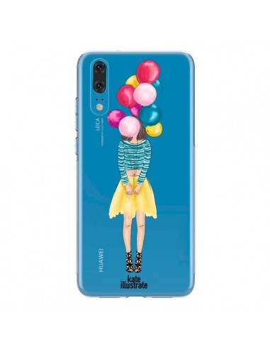 Coque Huawei P20 Girls Balloons Ballons Fille Transparente - kateillustrate