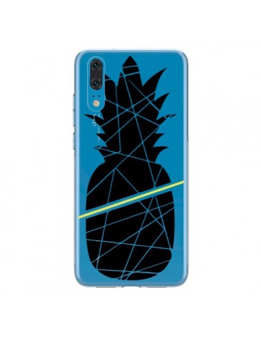 Coque Huawei P20 Ananas Noir Transparente - Koura-Rosy Kane