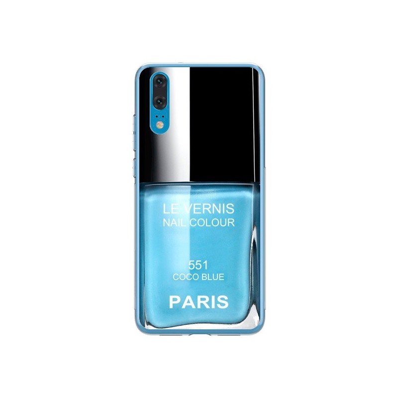Coque Huawei P20 Vernis Paris Coco Blue Bleu - Laetitia