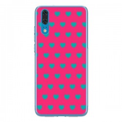 Coque Huawei P20 Coeurs Bleus Fond Rose - Laetitia