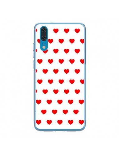 Coque Huawei P20 Coeurs Rouges Fond Blanc - Laetitia