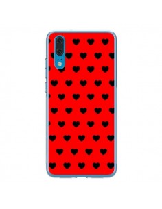 Coque Huawei P20 Coeurs Noirs Fond Rouge - Laetitia