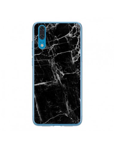 Coque Huawei P20 Marbre Marble Noir Black - Laetitia