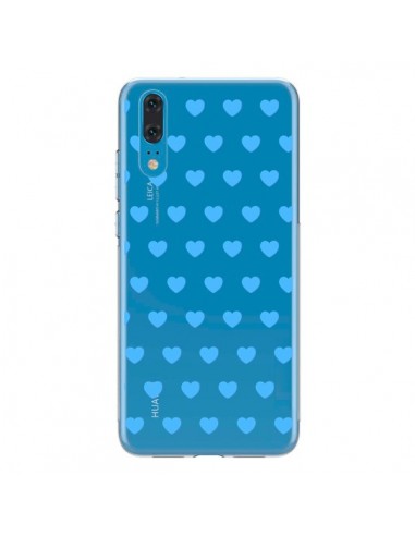 Coque Huawei P20 Coeur Heart Love Amour Bleu Transparente - Laetitia