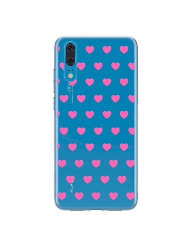 Coque Huawei P20 Coeur Heart Love Amour Rose Transparente - Laetitia