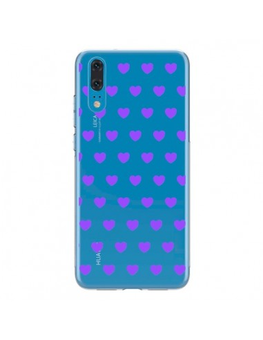 Coque Huawei P20 Coeur Heart Love Amour Violet Transparente - Laetitia
