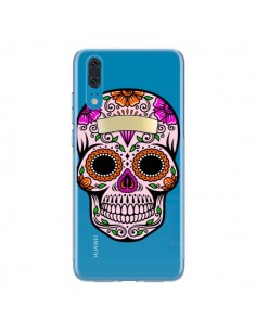 Coque Huawei P20 Tête de Mort Mexicaine Noir Rose...