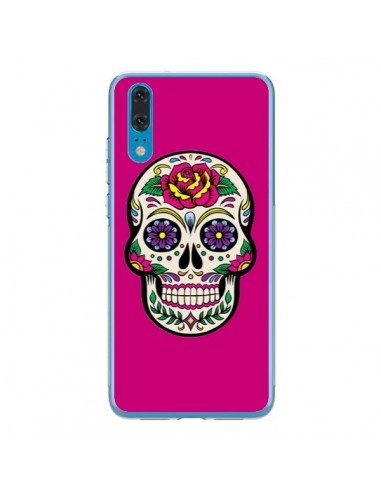 Coque Huawei P20 Tête de Mort Mexicaine Rose Fushia - Laetitia