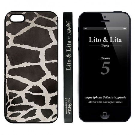 Coque Girafe en Miroir Noir Gravure Dorée pour iPhone 5 et 5S - Lito Lita Coque Girafe en Miroir Noir Gravure Dorée pour iPhone 5 et 5S - Lito Lita